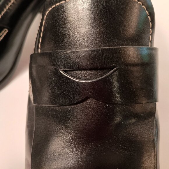 Franco Sarto Black Leather Penny Loafer Mules, 3" Block Heel Size 8.5 - Picture 3 of 10